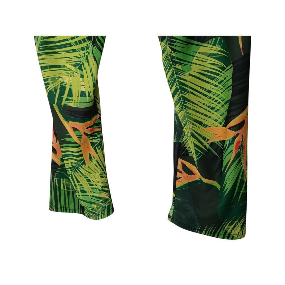 Onzie Womens M/L Tropical Floral Cropped Leggings Yoga Activewear Bird of Paradi - Picture 7 of 12